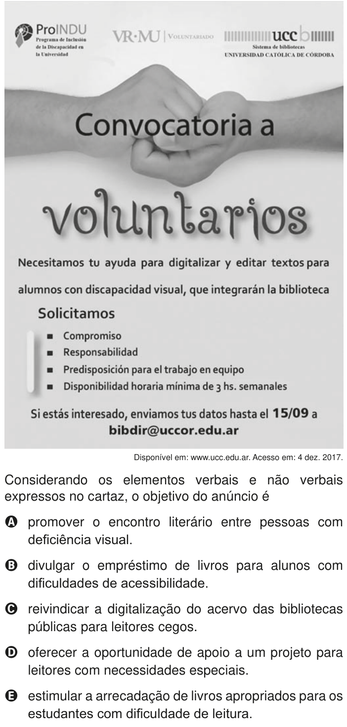 Questão 5 no caderno Azul do ENEM PPL 2020