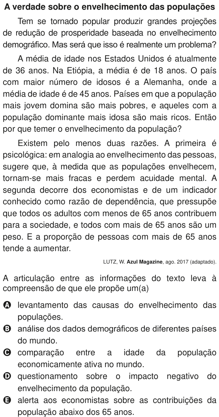 Questão 8 no caderno Azul do ENEM PPL 2020