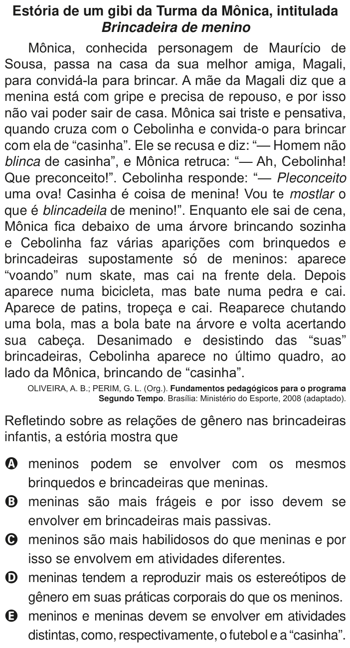 Questão 14 no caderno Azul do ENEM PPL 2020