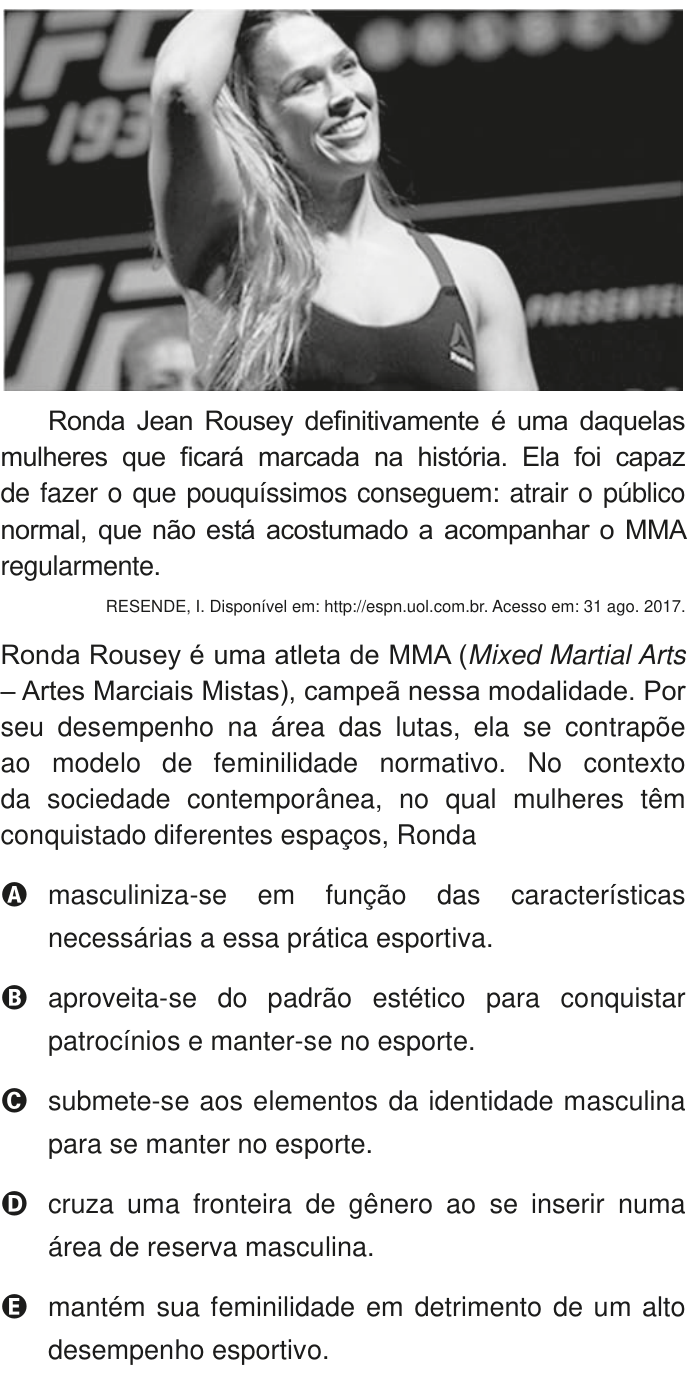Questão 18 no caderno Azul do ENEM PPL 2020