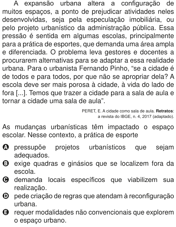 Questão 23 no caderno Azul do ENEM PPL 2020