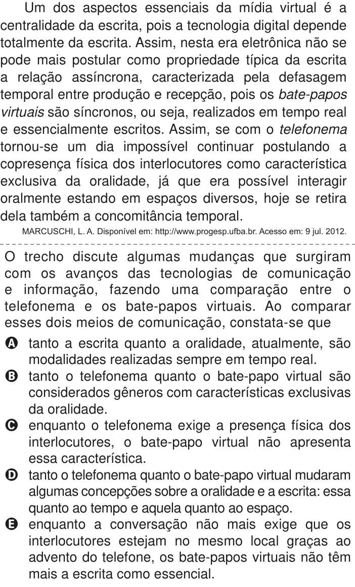 Questão 26 no caderno Azul do ENEM PPL 2020