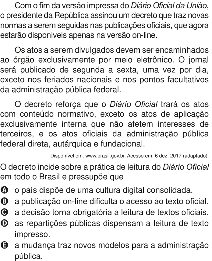 Questão 29 no caderno Azul do ENEM PPL 2020
