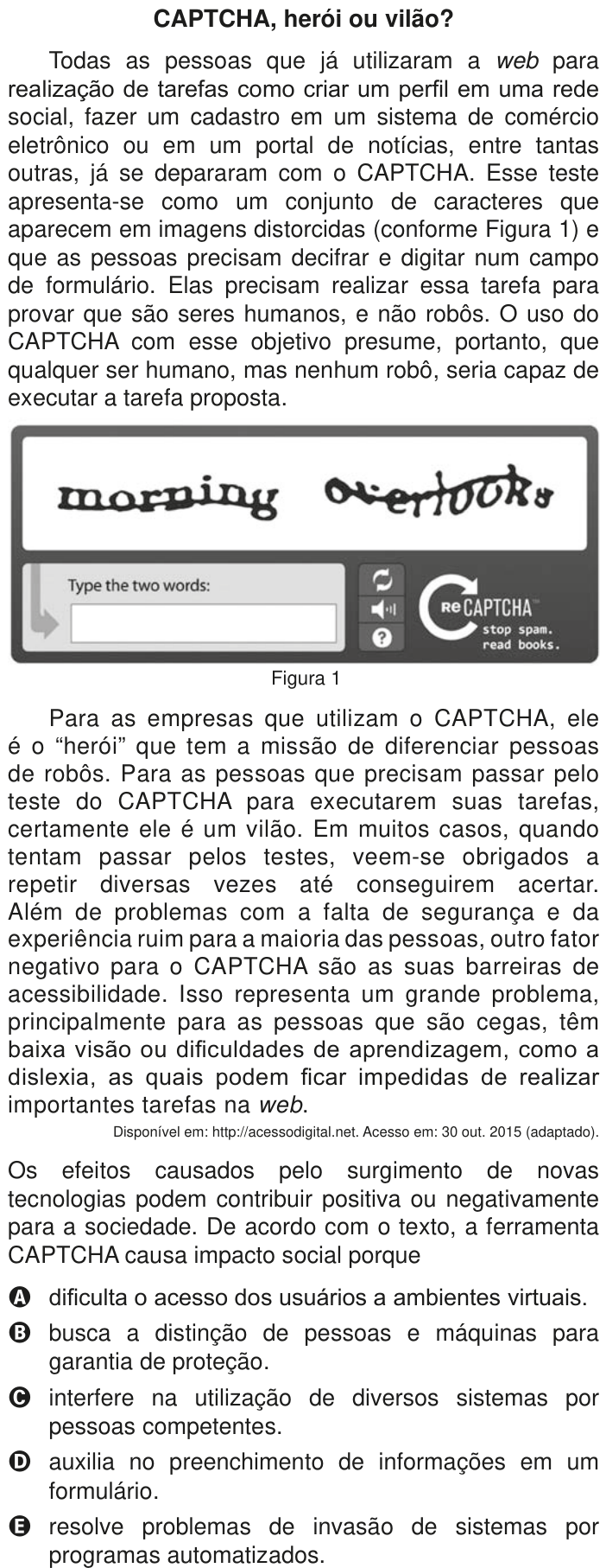 Questão 36 no caderno Azul do ENEM PPL 2020