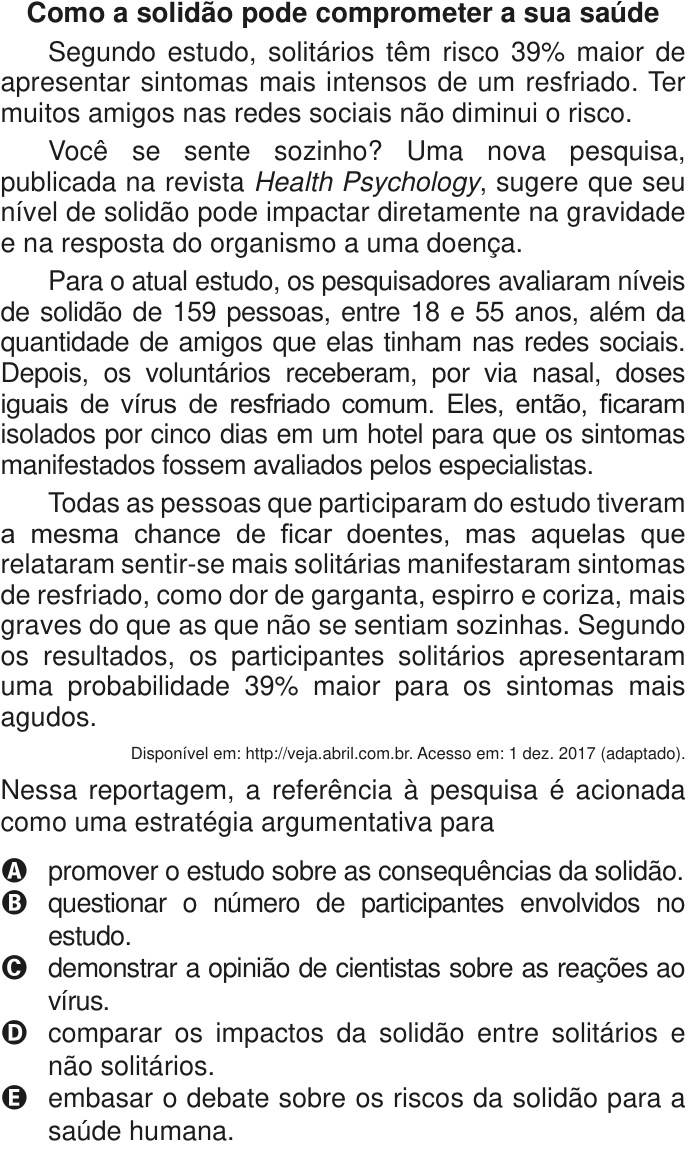 Questão 37 no caderno Azul do ENEM PPL 2020