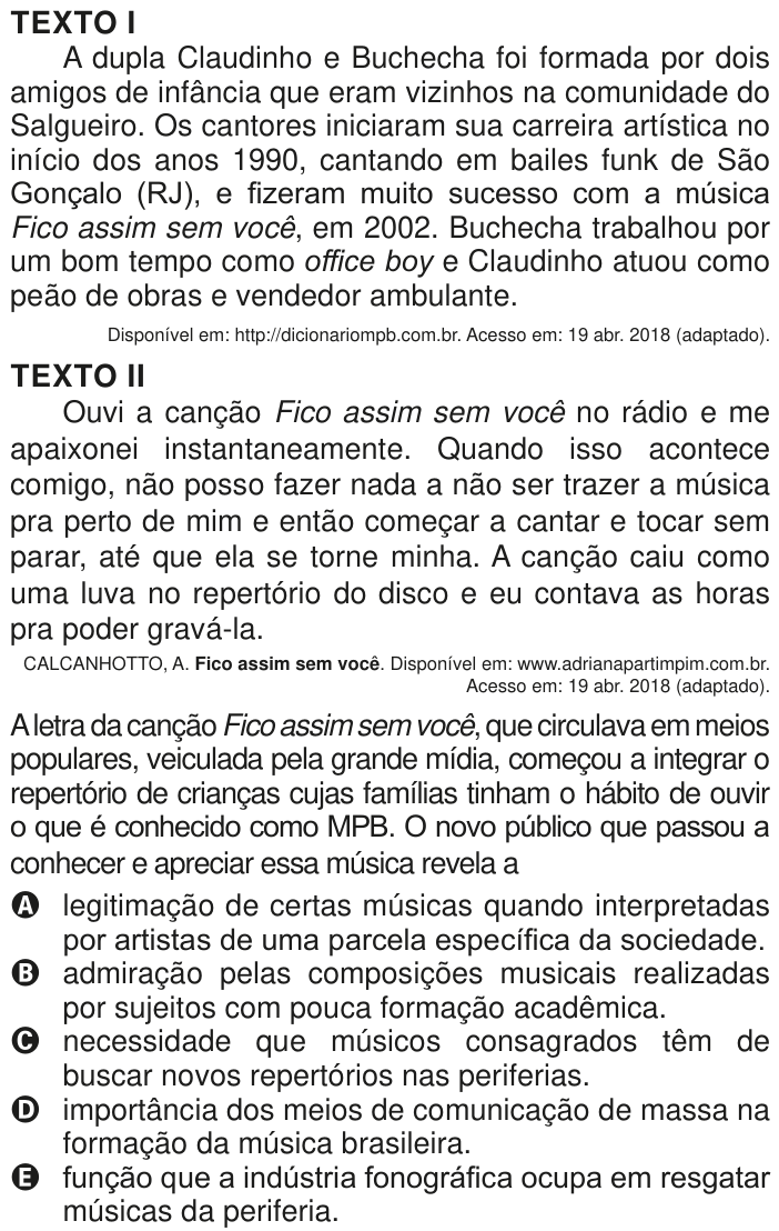 Questão 43 no caderno Azul do ENEM PPL 2020