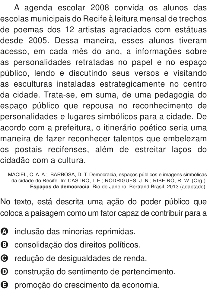 Questão 63 no caderno Azul do ENEM PPL 2020