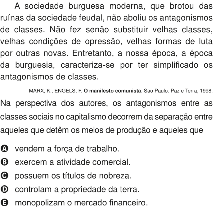 Questão 65 no caderno Azul do ENEM PPL 2020
