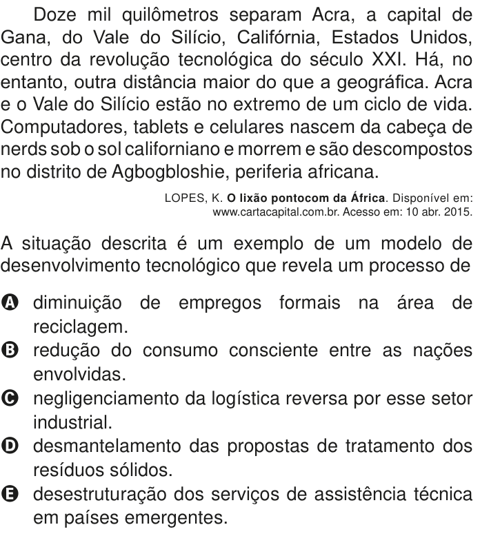 Questão 76 no caderno Azul do ENEM PPL 2020