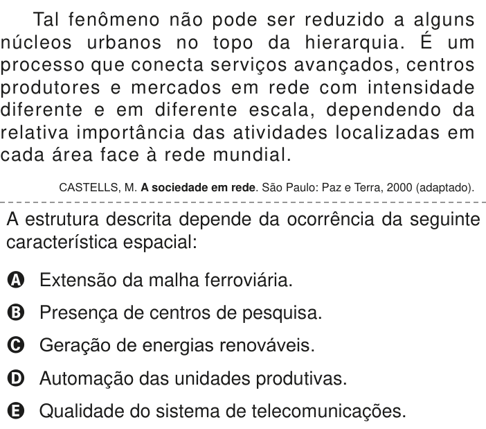 Questão 83 no caderno Azul do ENEM PPL 2020