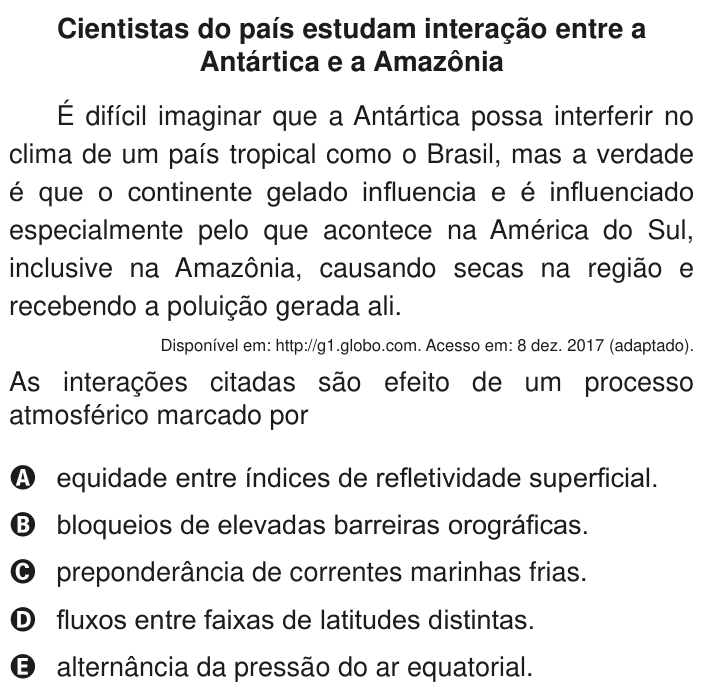 Questão 84 no caderno Azul do ENEM PPL 2020