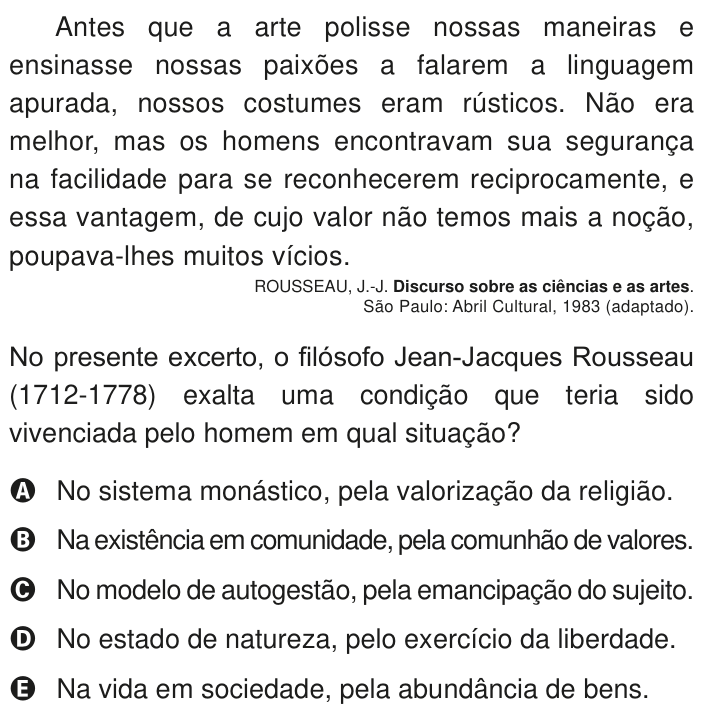Questão 89 no caderno Azul do ENEM PPL 2020