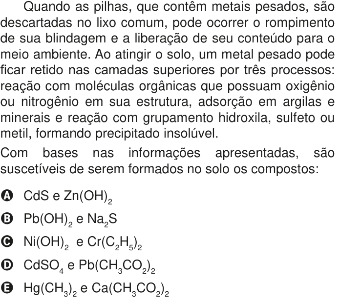 Questão 101 no caderno Azul do ENEM PPL 2020