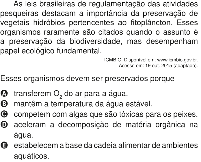Questão 106 no caderno Azul do ENEM PPL 2020