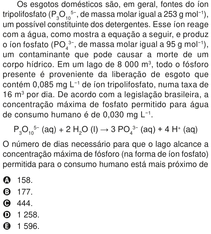 Questão 108 no caderno Azul do ENEM PPL 2020