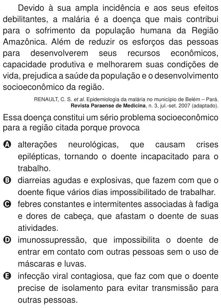 Questão 109 no caderno Azul do ENEM PPL 2020