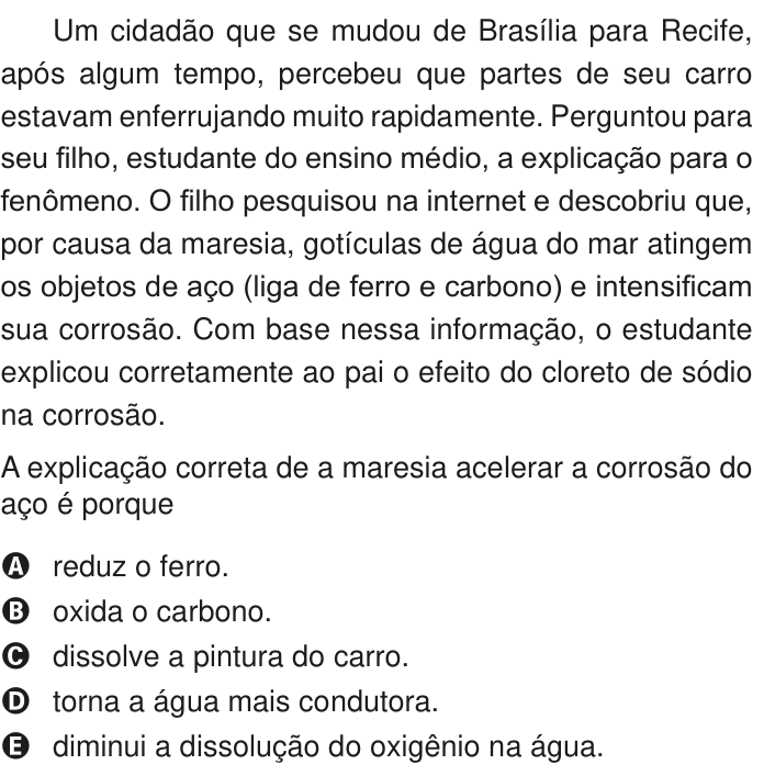 Questão 115 no caderno Azul do ENEM PPL 2020