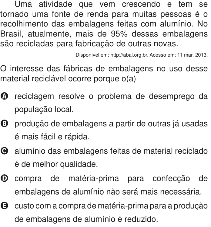 Questão 132 no caderno Azul do ENEM PPL 2020