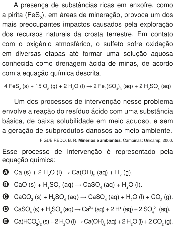 Questão 134 no caderno Azul do ENEM PPL 2020