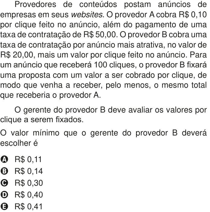 Questão 137 no caderno Azul do ENEM PPL 2020