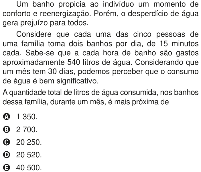 Questão 139 no caderno Azul do ENEM PPL 2020