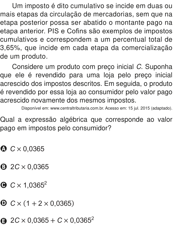 Questão 142 no caderno Azul do ENEM PPL 2020