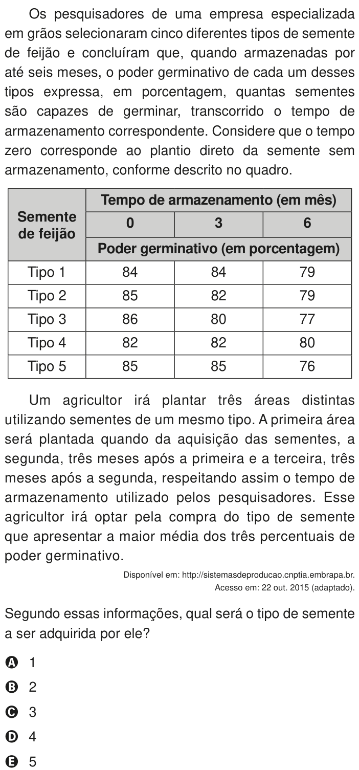 Questão 147 no caderno Azul do ENEM PPL 2020