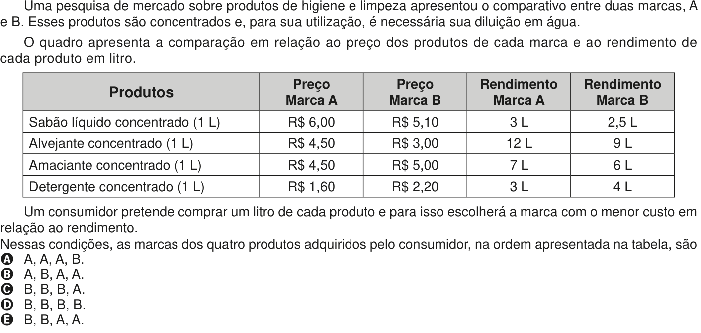 Questão 153 no caderno Azul do ENEM PPL 2020