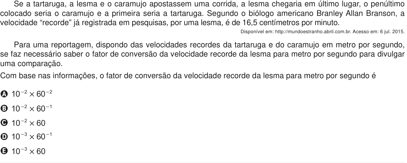 Questão 155 no caderno Azul do ENEM PPL 2020
