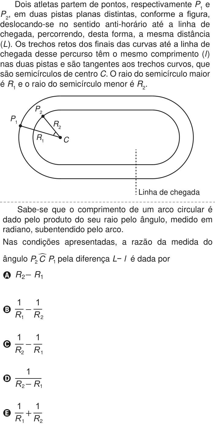 Questão 164 no caderno Azul do ENEM PPL 2020