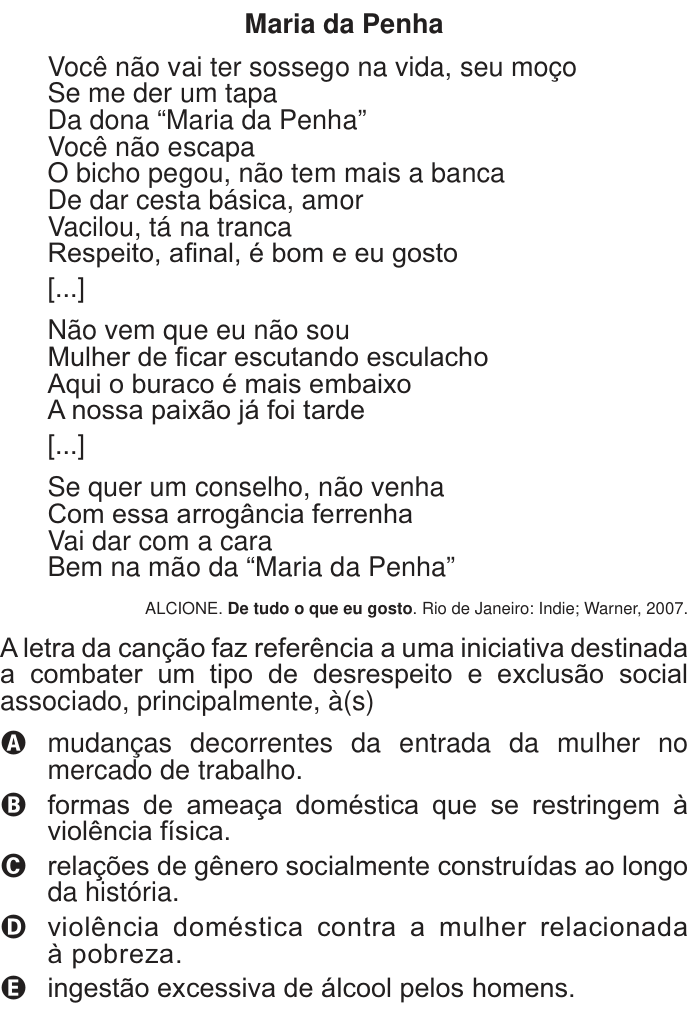 Questão 1 no caderno Branco do ENEM PPL 2014