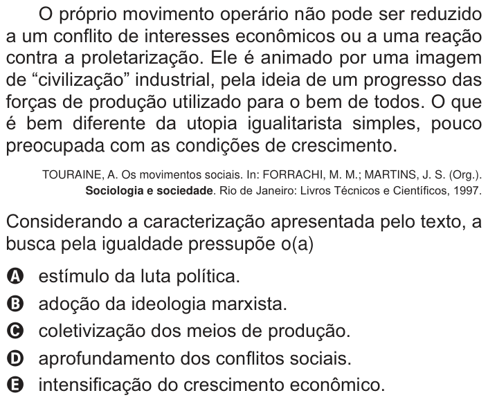 Questão 5 no caderno Branco do ENEM PPL 2014