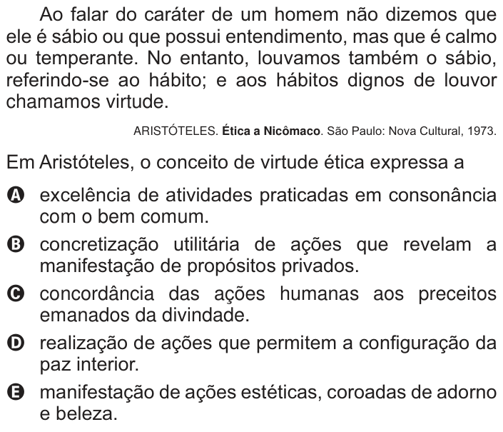 Questão 6 no caderno Branco do ENEM PPL 2014