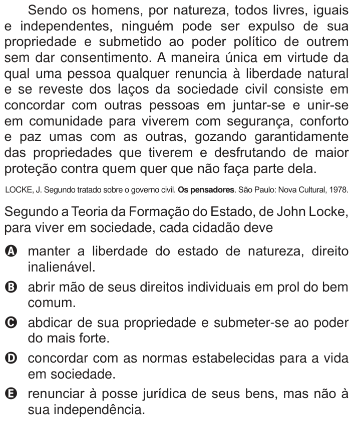 Questão 12 no caderno Branco do ENEM PPL 2014