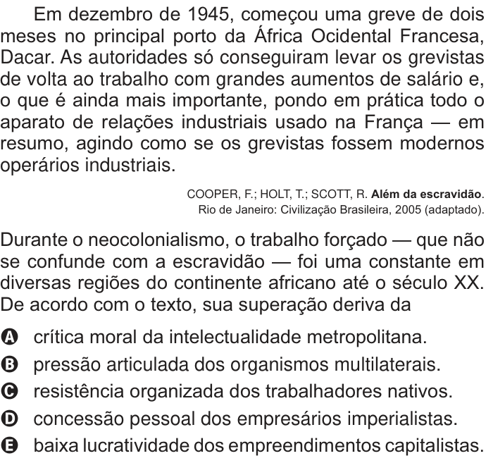 Questão 20 no caderno Branco do ENEM PPL 2014