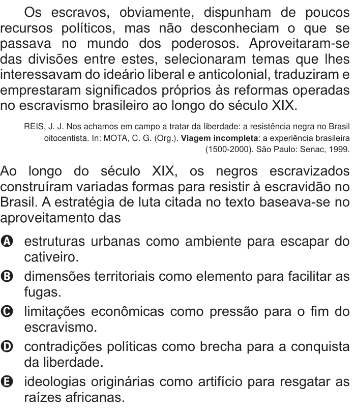 Questão 21 no caderno Branco do ENEM PPL 2014