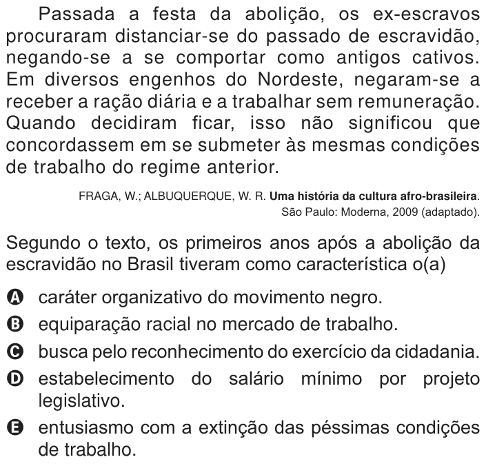 Questão 22 no caderno Branco do ENEM PPL 2014