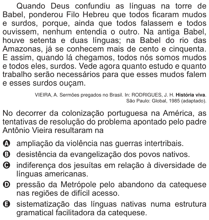 Questão 25 no caderno Branco do ENEM PPL 2014