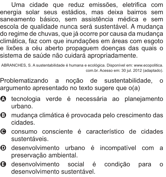 Questão 40 no caderno Branco do ENEM PPL 2014
