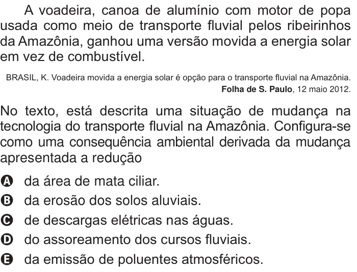 Questão 41 no caderno Branco do ENEM PPL 2014