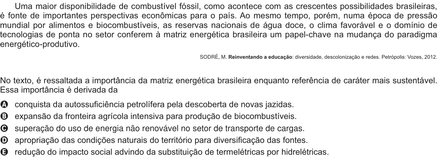Questão 44 no caderno Branco do ENEM PPL 2014
