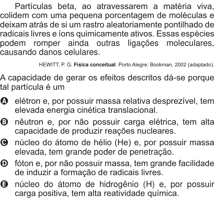 Questão 51 no caderno Branco do ENEM PPL 2014