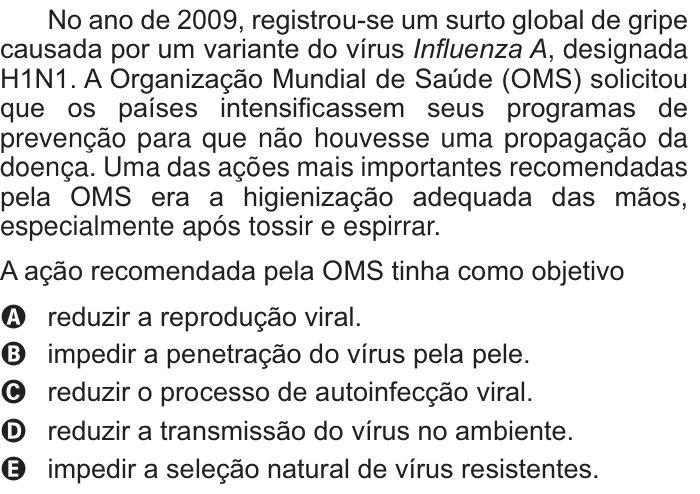 Questão 52 no caderno Branco do ENEM PPL 2014