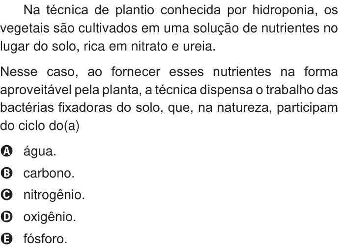 Questão 58 no caderno Branco do ENEM PPL 2014