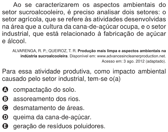 Questão 61 no caderno Branco do ENEM PPL 2014