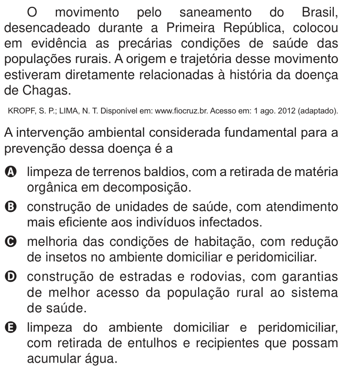 Questão 69 no caderno Branco do ENEM PPL 2014