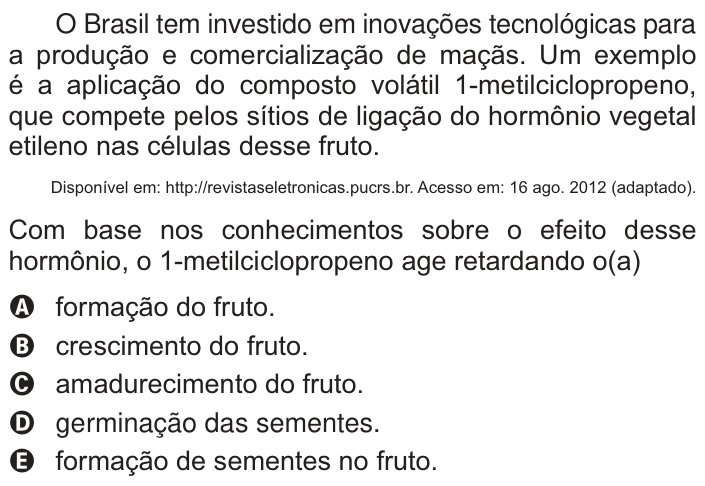 Questão 71 no caderno Branco do ENEM PPL 2014