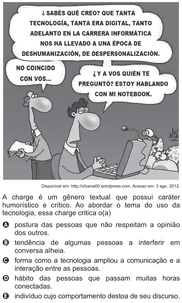 Questão 94 no caderno Cinza do ENEM PPL 2014