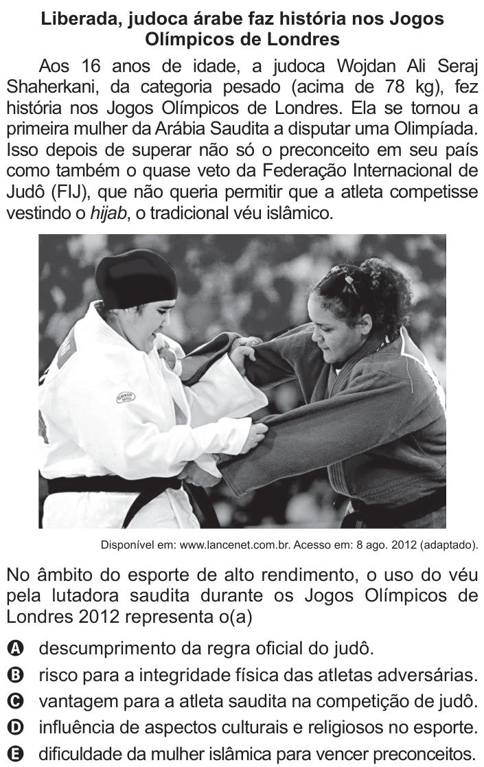 Questão 97 no caderno Cinza do ENEM PPL 2014