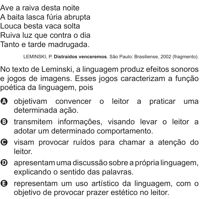 Questão 99 no caderno Cinza do ENEM PPL 2014